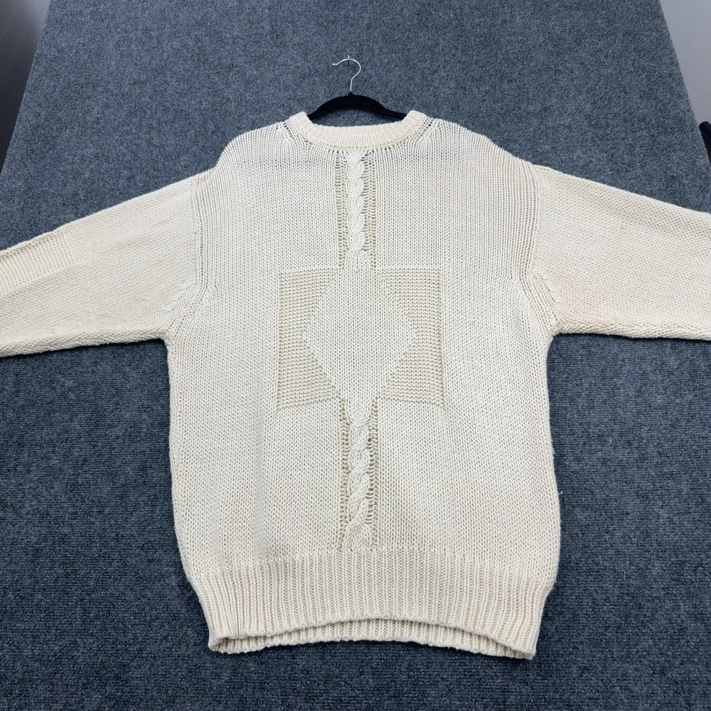 Vintage Christopher Fischer Saks Fifth Avenue Sweater Mens XL Cream Cotton Cable